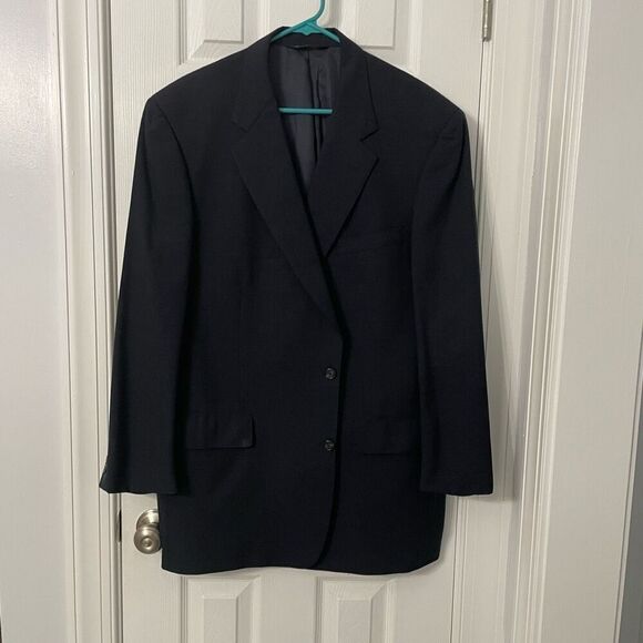 Brooks Brothers Men’s Navy Blue Blazer 46L Two Button Wool Blend Jack - Picture 1 of 9